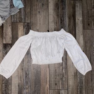 off the shoulder cropped long sleeved top
